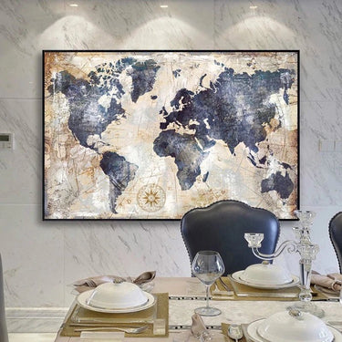 Vintage World Map Canvas Wall Art Print - InspiredGrabs.com